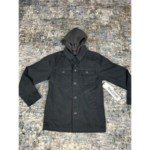 Ring of Fire Men's Black Hooded Utility Jacket.  00602